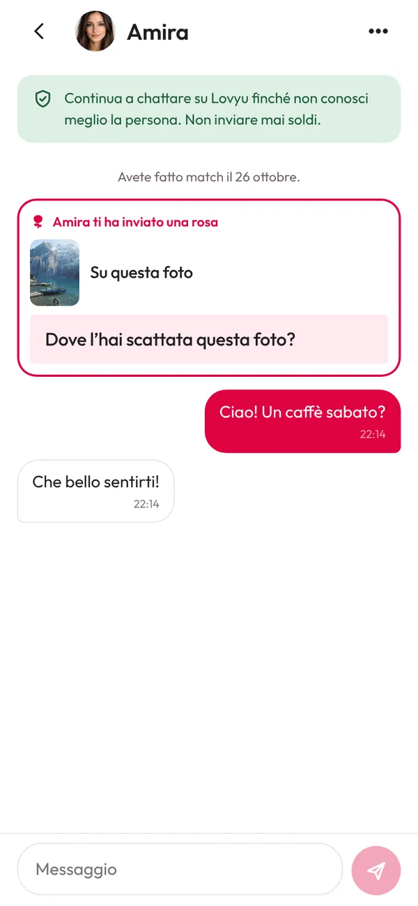 Lovyu: la chat inizia con il like e la rosa