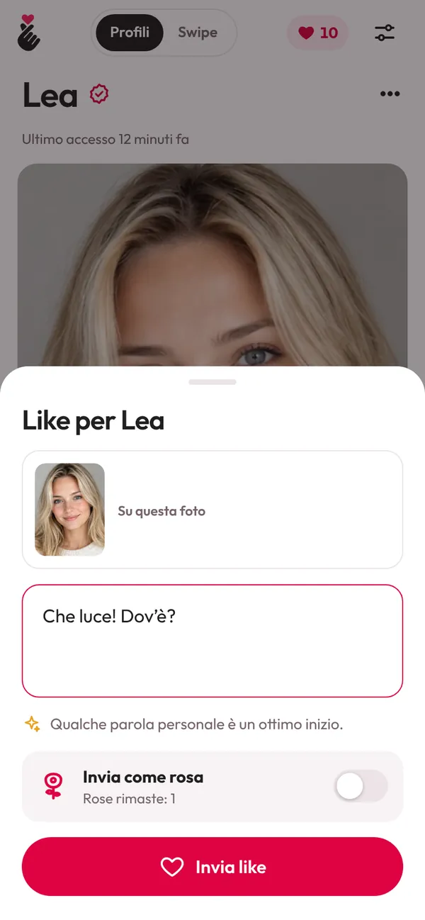Lovyu: un like a una foto, con una frase